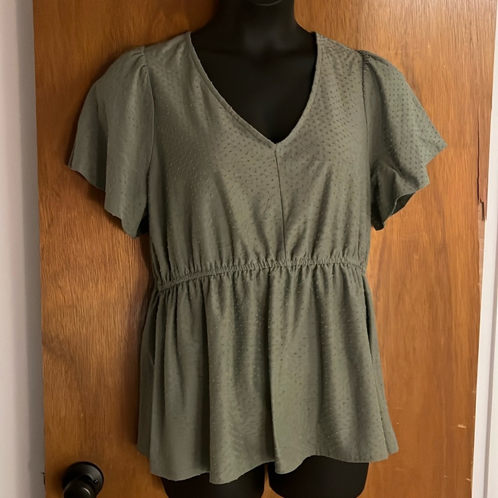 Lane Bryant olive green dot shirt 14/16